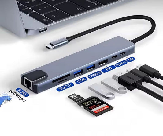 Hub Usb C Adaptador Multipuerto Hdmi 8 En 1 Mac Windows